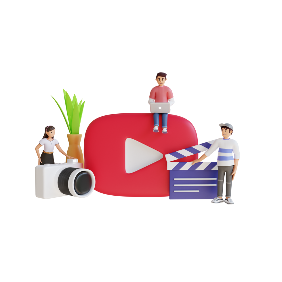 les adolescents créent du contenu vidéo illustration de personnage 3d png