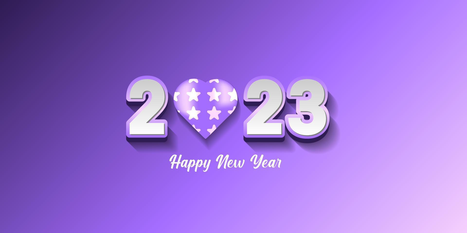 Happy new year 2023, heart and number design 2023, vector illustration