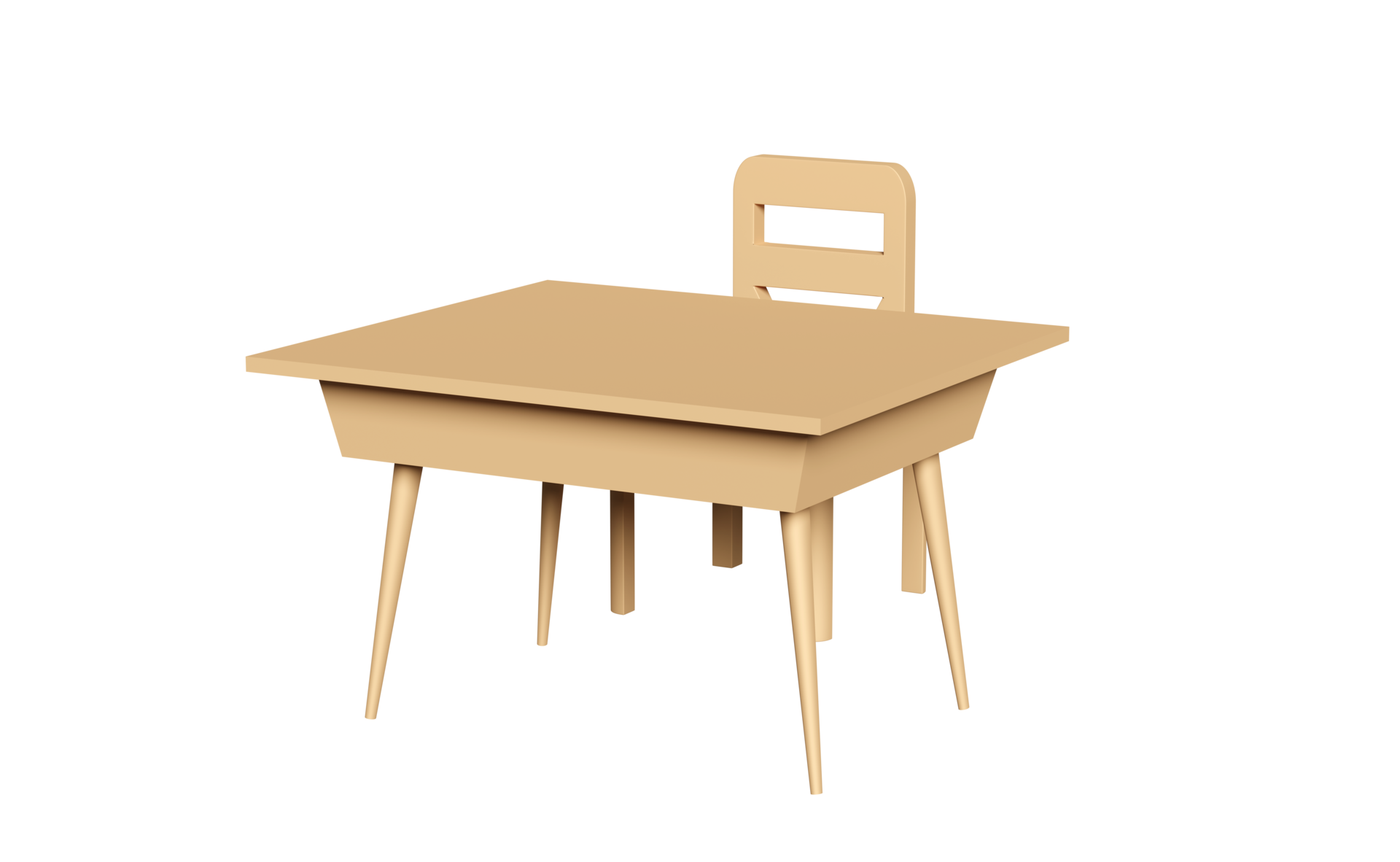 3d wooden school desk cartoon isolated. 3d render illustration 11382462 PNG
