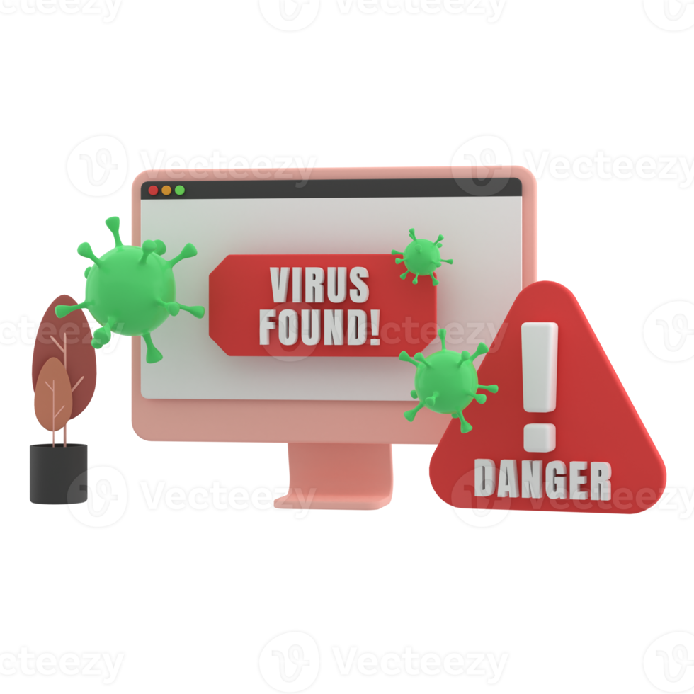 3d Virus Found Notification Isolated png
