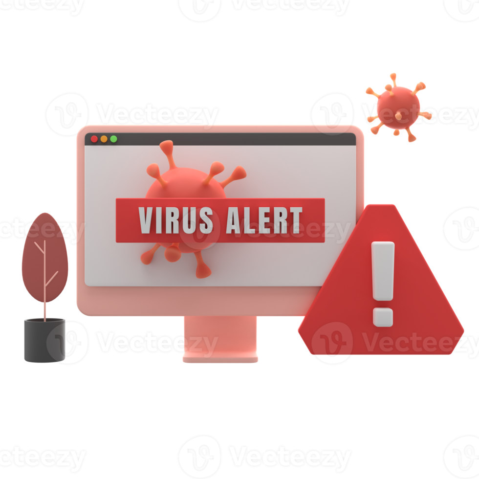 3d Virus Alert Notification Isolated png