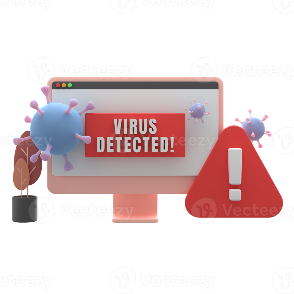 3d Virus Detected Notification Isolated png