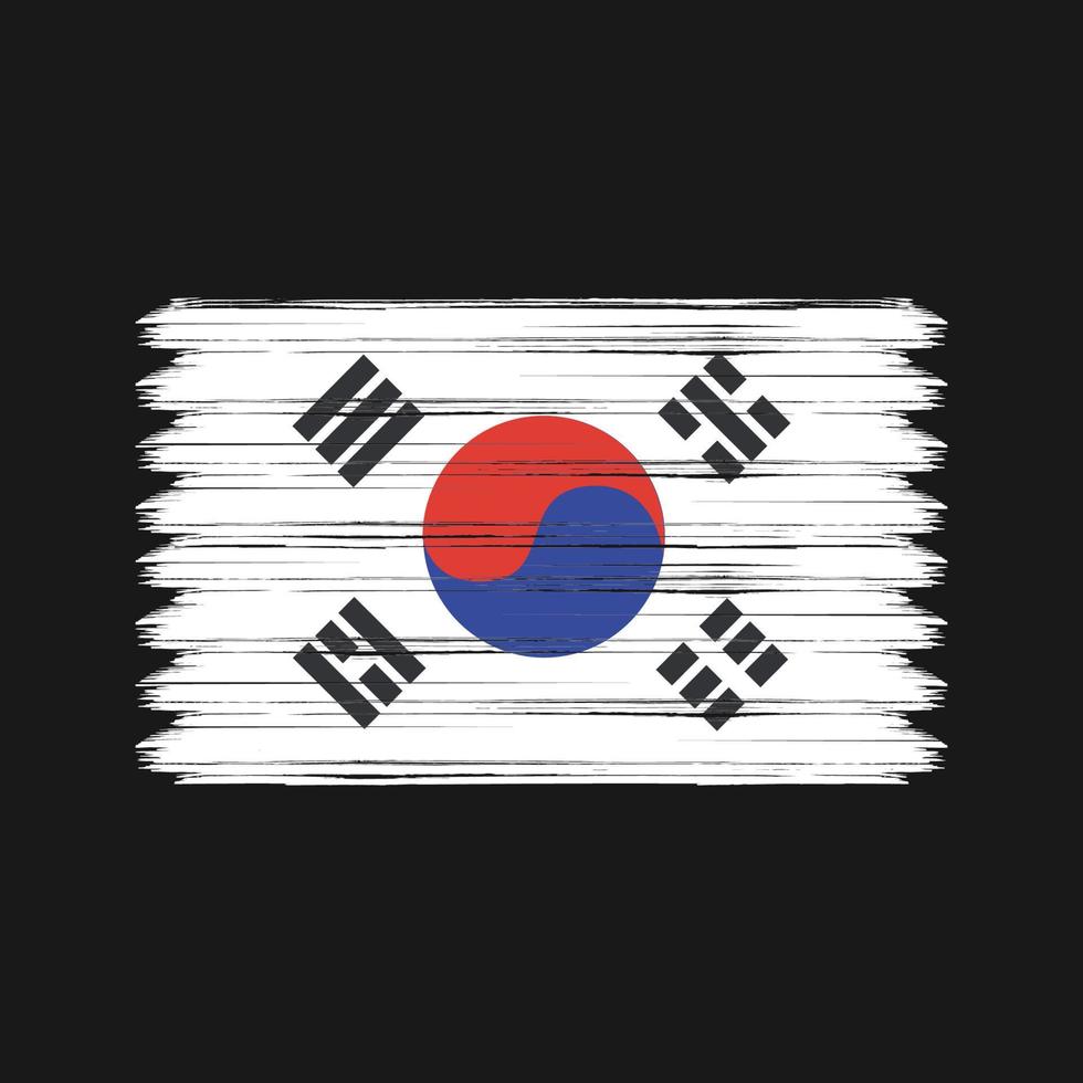 trazos de pincel de la bandera de corea del sur. bandera nacional vector