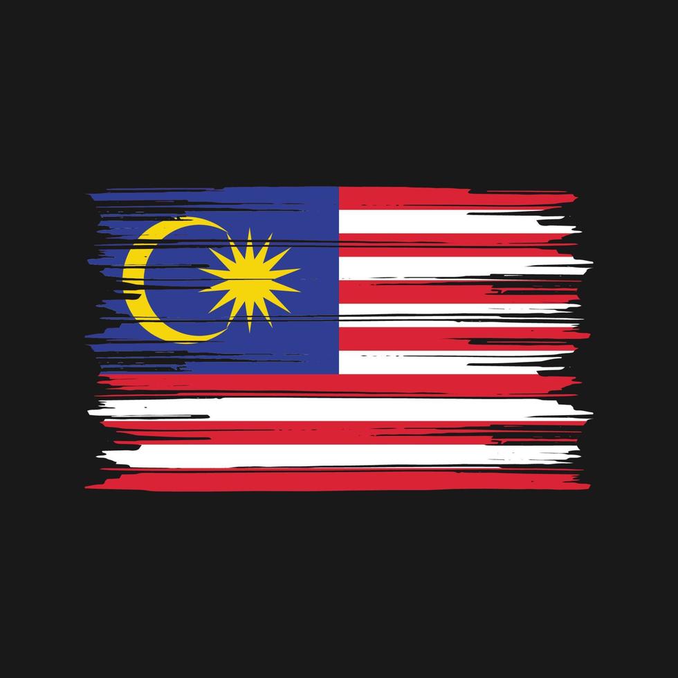 pincel de bandera de malasia. bandera nacional vector