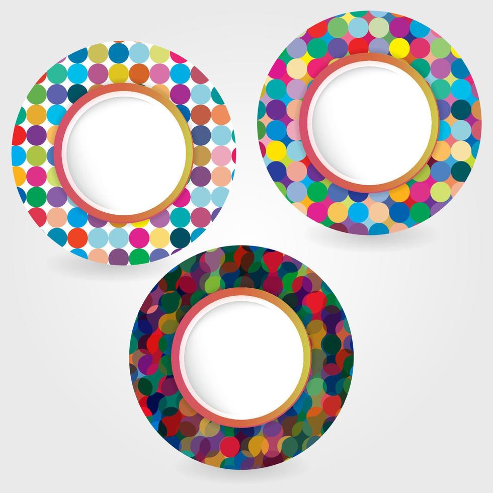 Set of bright circles frames. Vector illustrasion.
