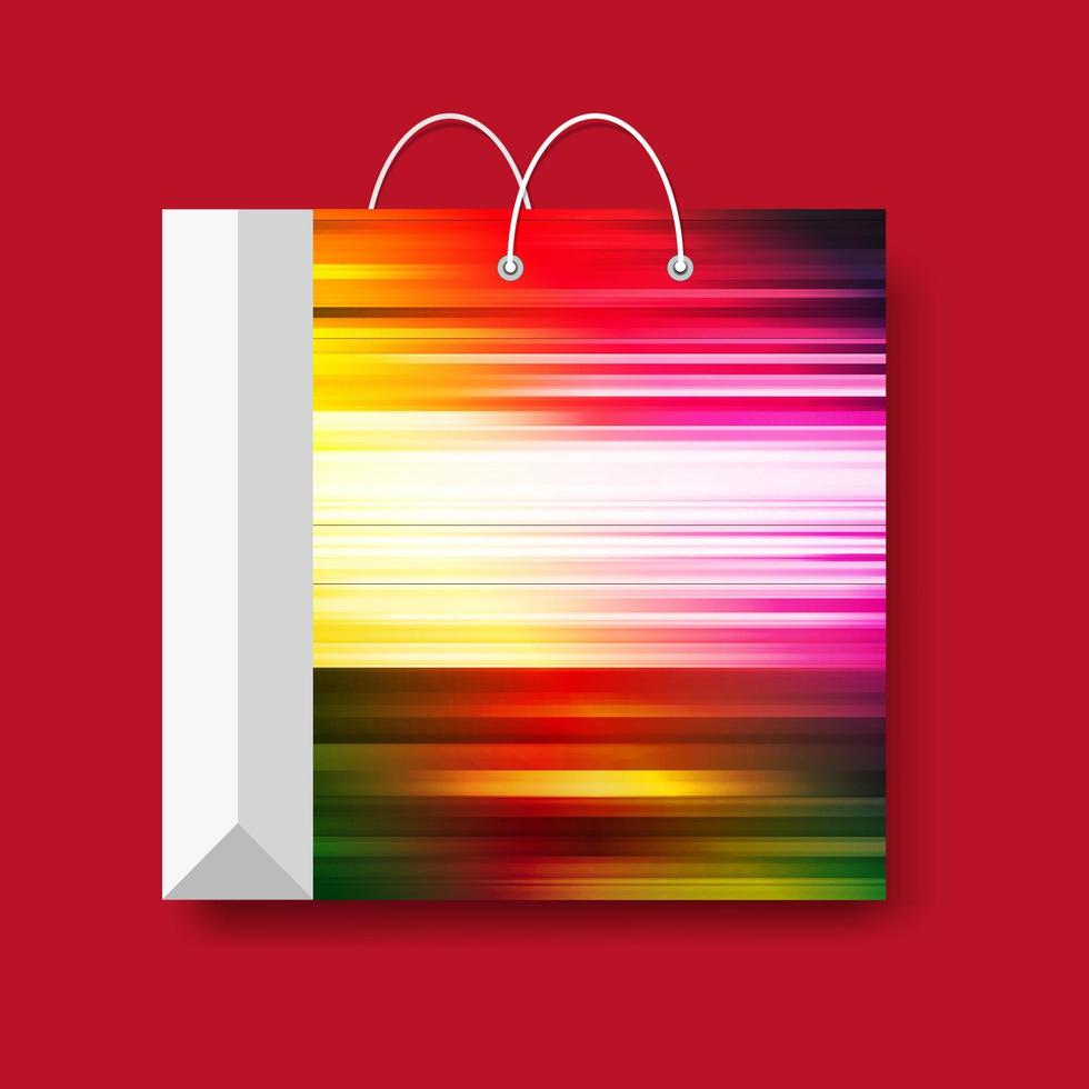 bolsa de papel de compras, símbolo de compras vectorial aislado en un fondo rojo. vector