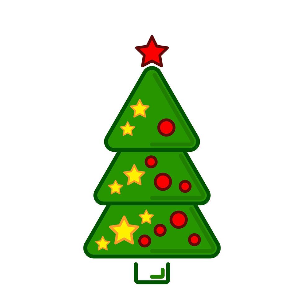 Christmas tree, vector line colorful icon on a white background.