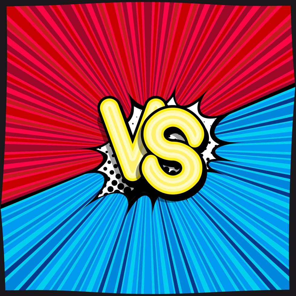 VS, comic retro lettering with shadows, halftone pattern on retro poster background. Cloud of explosion with the inscription, versus. Bright pop art style. vector