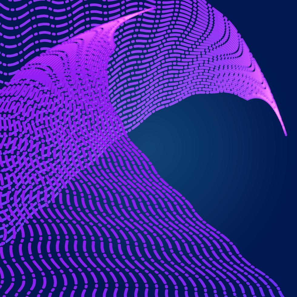 patrón de línea de puntos de rayas de neón abstracto sobre un fondo azul oscuro. ilustración vectorial vector