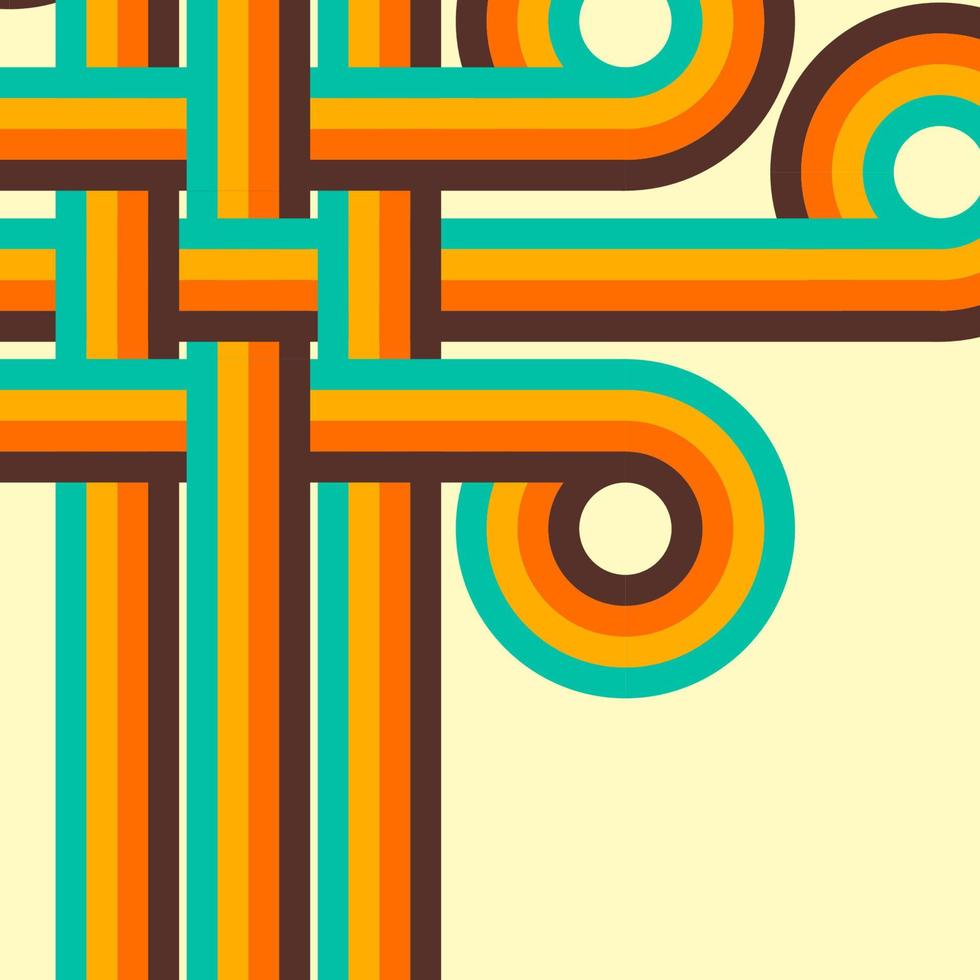 Abstract retro background, digital lines and circles, design70s, vector. vector