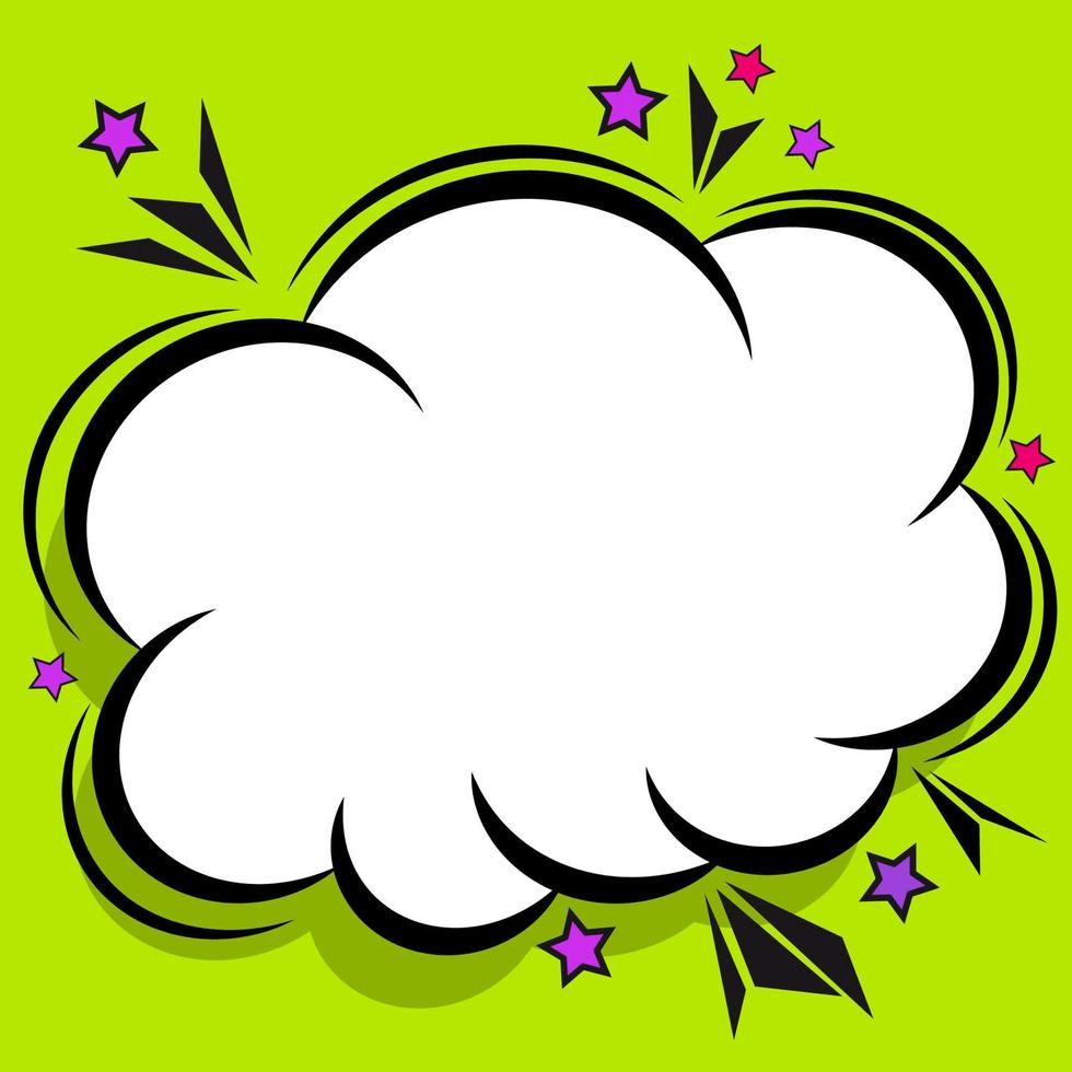Retro comic design cloud. Flash explosion speech bubbles. Pop art vector elements.