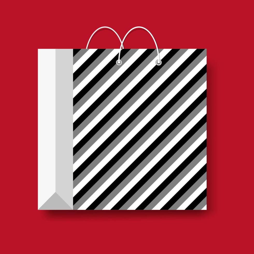 bolsa de papel de compras, símbolo de compras vectorial aislado en un fondo rojo. vector