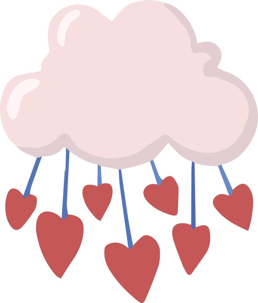 nubes dibujadas a mano y corazones lindos ilustración vector