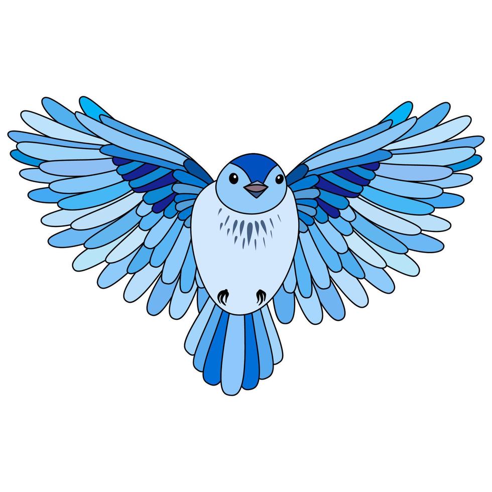 pájaro lindo de línea, estilo de coloración aislado sobre fondo blanco, vector de señal.