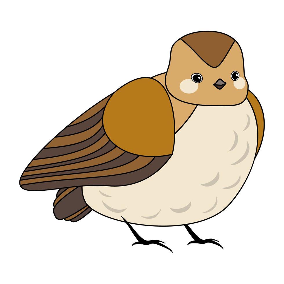 pájaro lindo de línea, estilo de coloración aislado sobre fondo blanco, vector de señal.