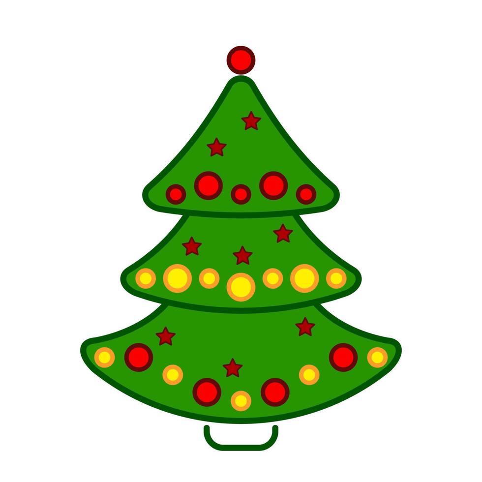 árbol de navidad, icono colorido de la línea vectorial en un fondo blanco. vector