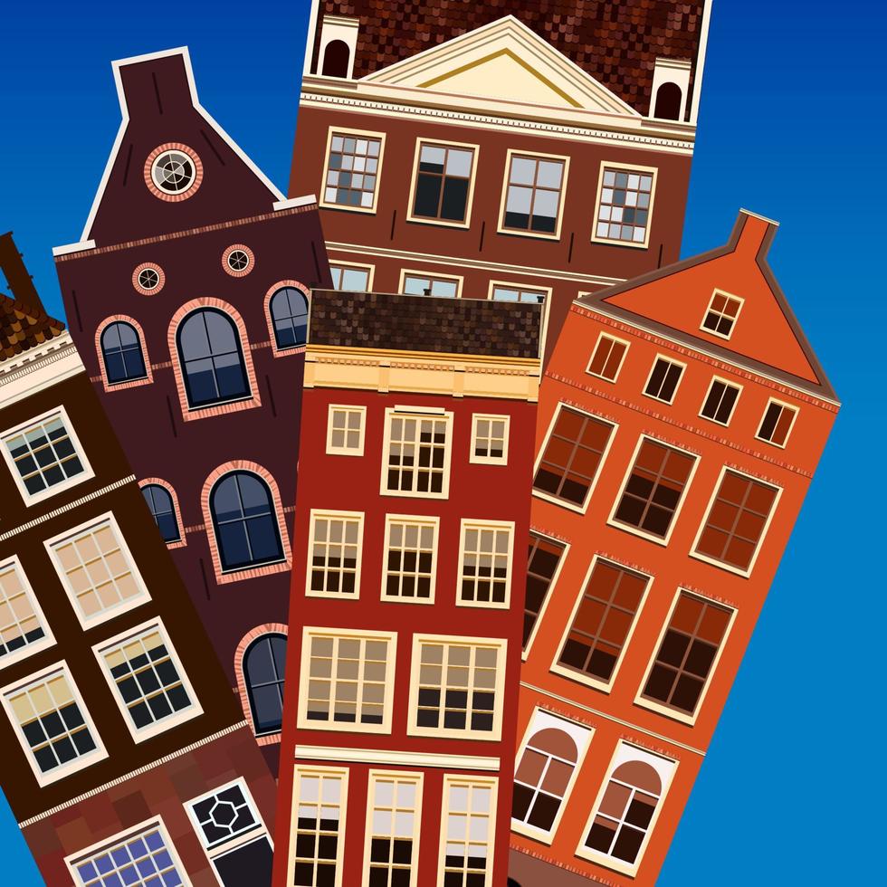 Street of abstract old houses. Vector background.