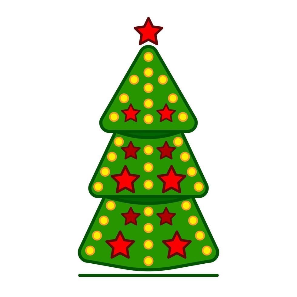 Christmas tree, vector line colorful icon on a white background.