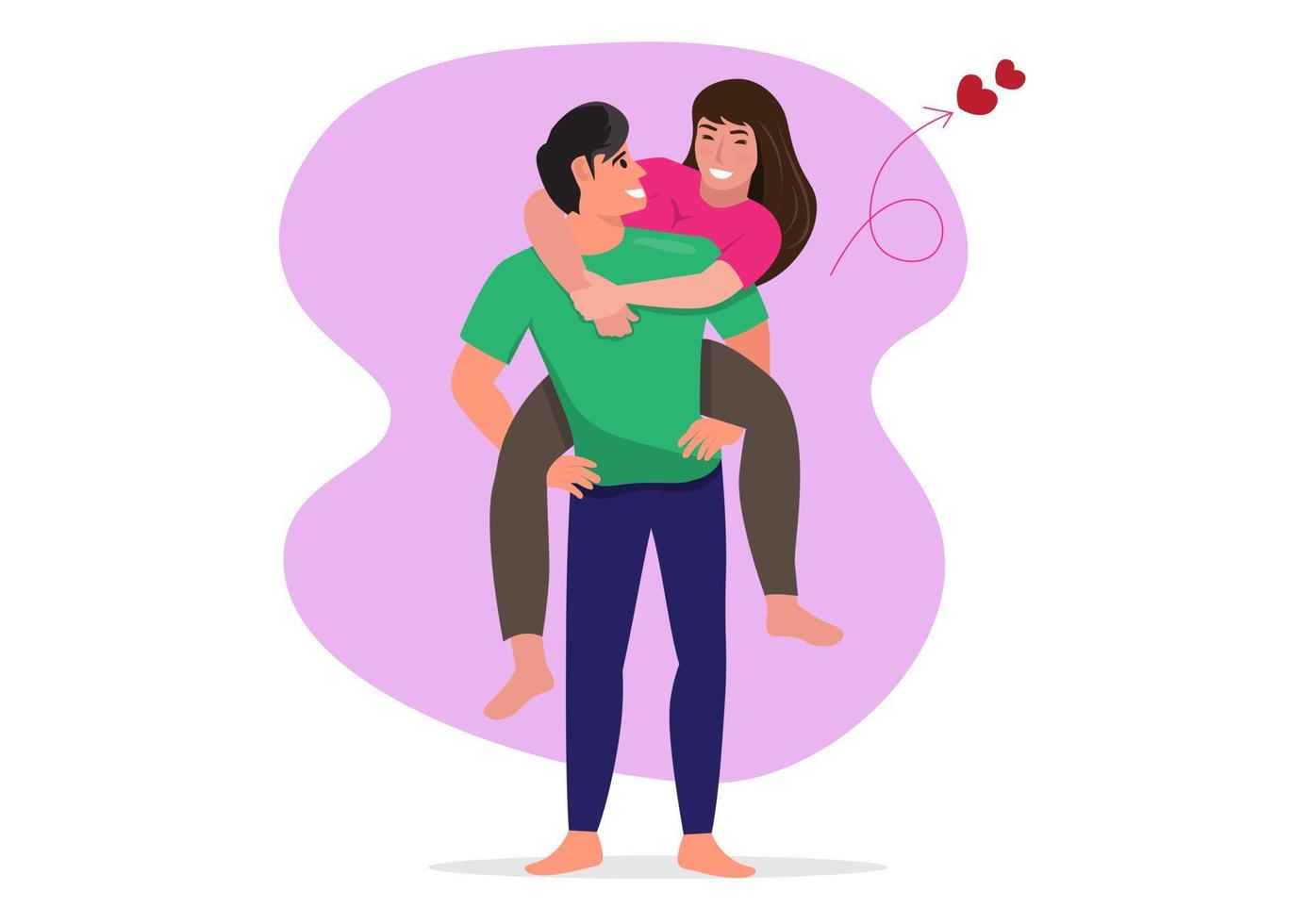 young man in love He carried his lover in a beautiful setting. vector illustration