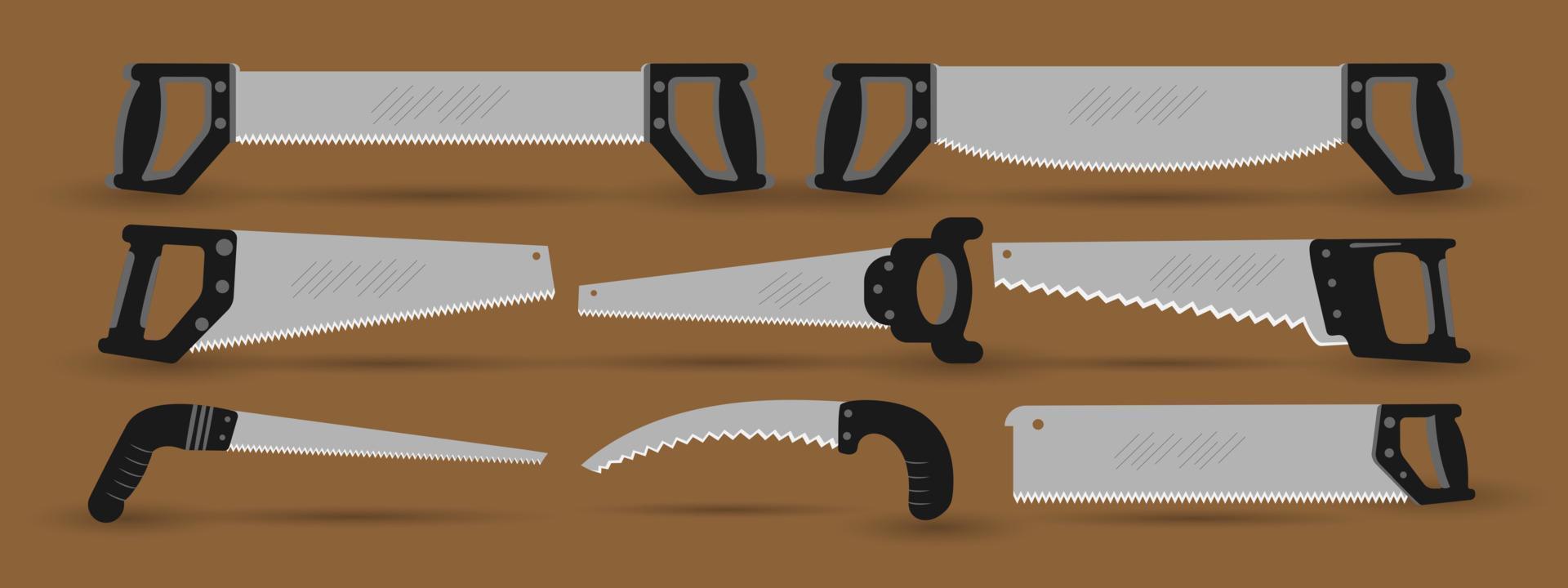 set of saw shape vector illustrations