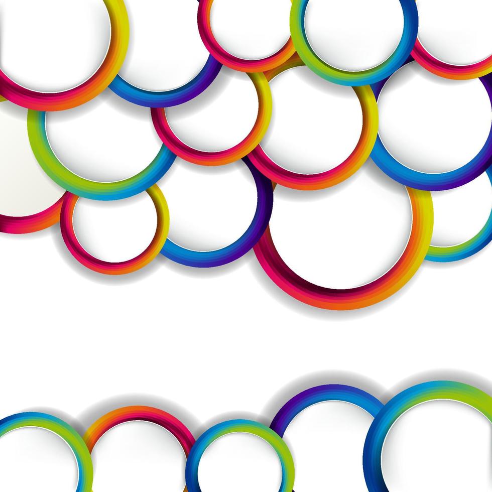 marco de círculos de aro de colores abstractos sobre un fondo claro. vector