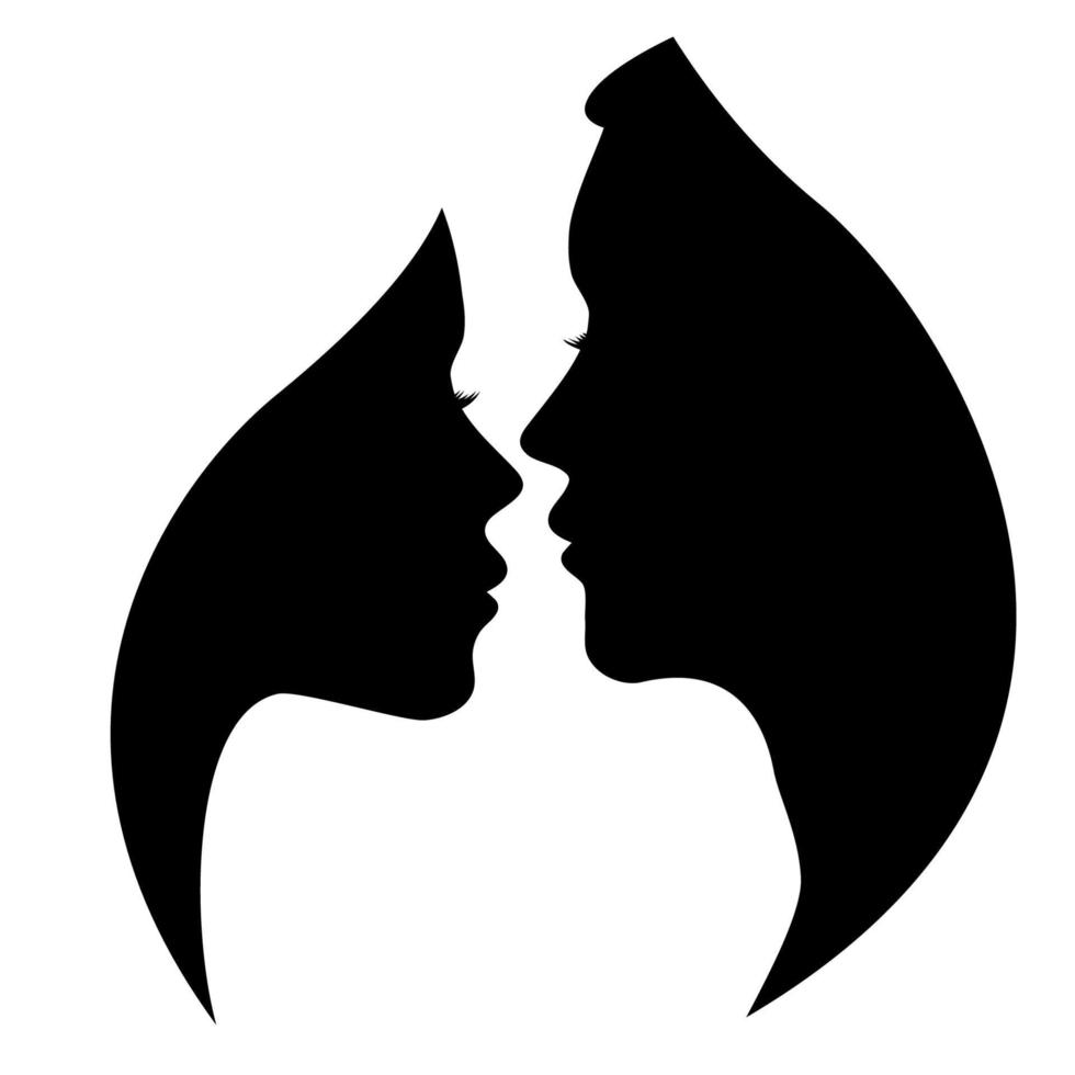 Male and female profile silhouette vector