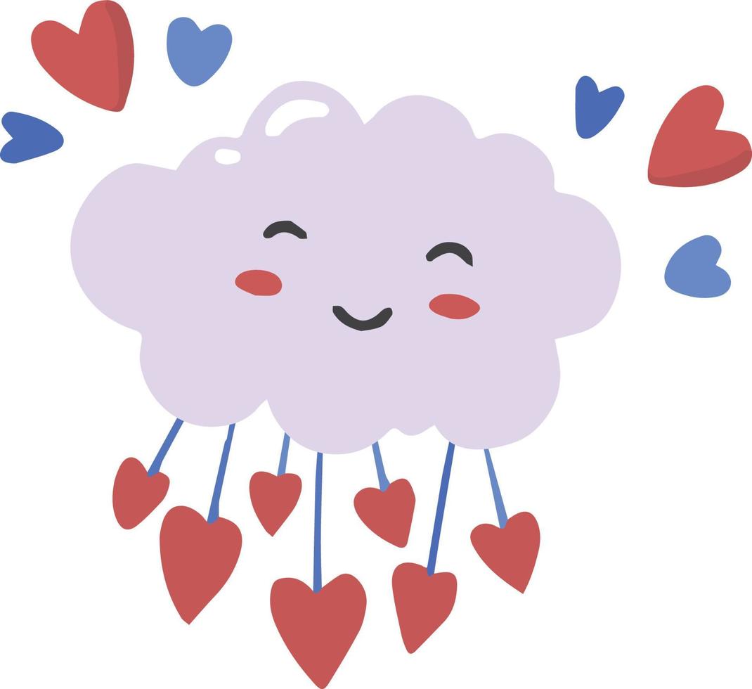 nubes dibujadas a mano y corazones lindos ilustración vector