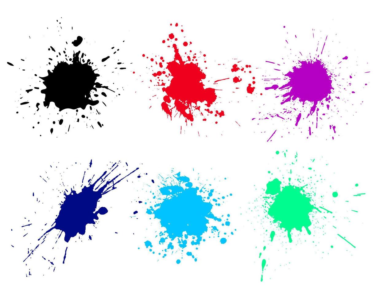 Color ink splashes. Grunge splatters. Abstract background. Grunge text banners vector