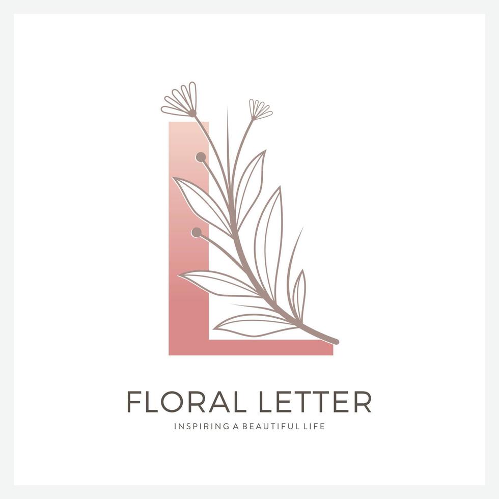 letra l logotipo floral adecuado para la belleza cosmética y otros. vector