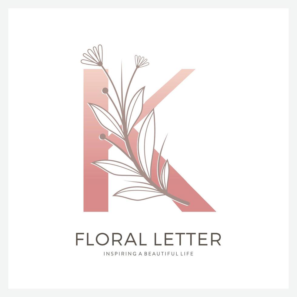 logotipo floral de la letra k adecuado para la belleza cosmética y otros. vector