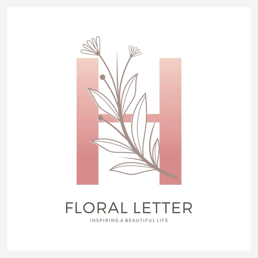 logotipo floral de la letra h adecuado para la belleza cosmética y otros. vector