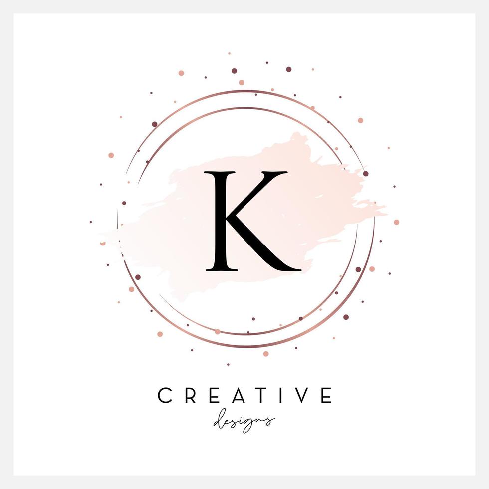 Watercolor logo letter K for Beauty Cosmetic business, wedding invitation, and other company vector