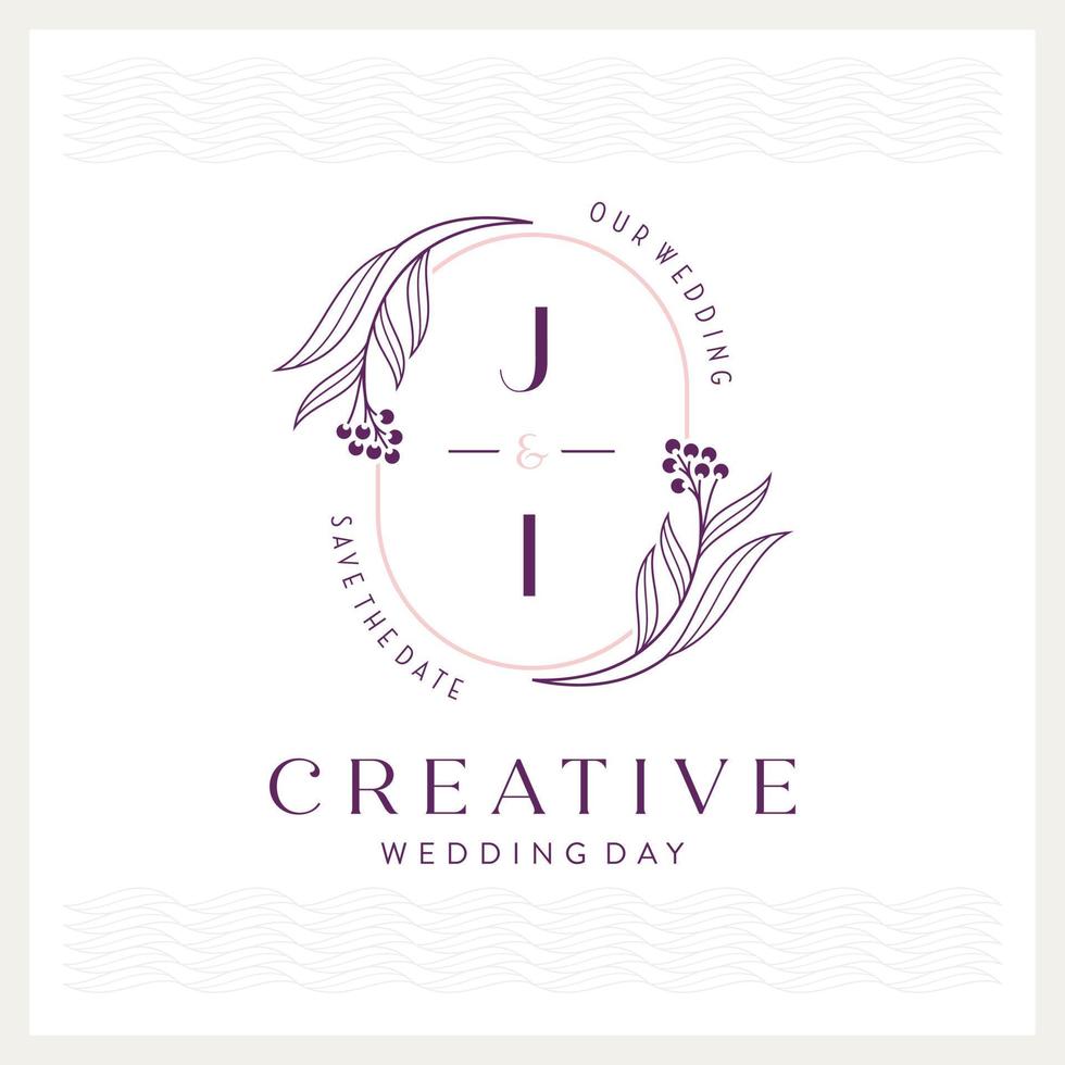 Elegant and eye-catching j and I monogram wedding logo vector