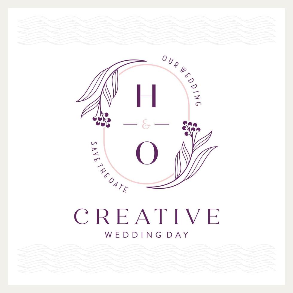 elegante y llamativo logotipo de boda monograma h y o vector