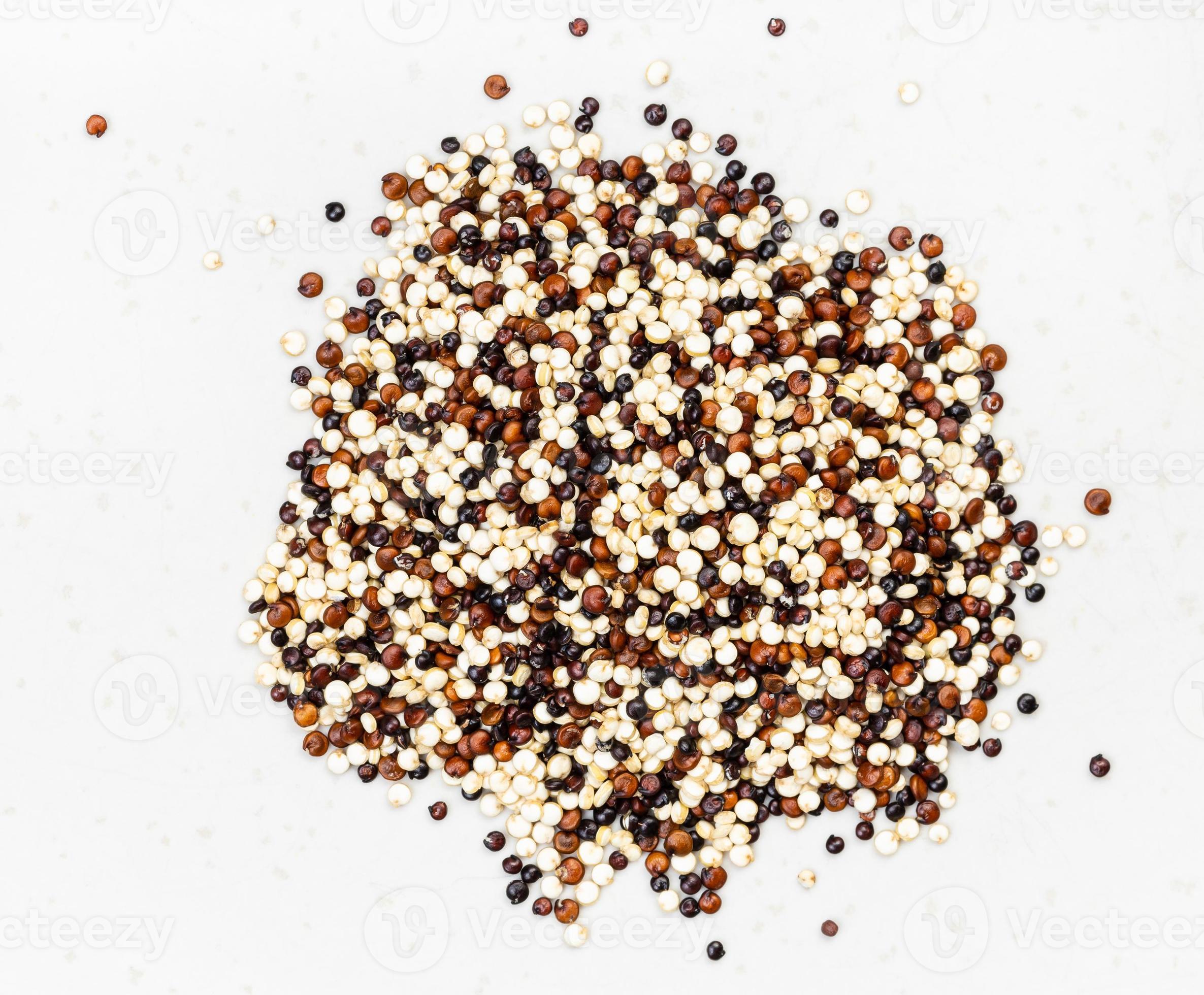 pile of blend of quinoa grains close up on gray 11384473 Stock Photo at