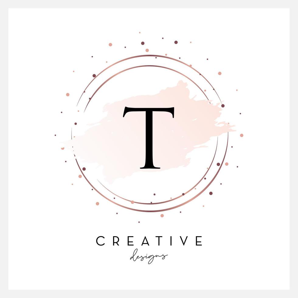 Watercolor logo letter T for Beauty Cosmetic business, wedding invitation, and other company vector