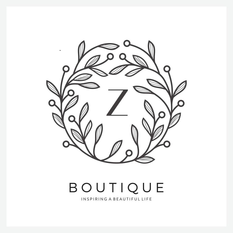 Letter Z with premium floral frame for business company vector