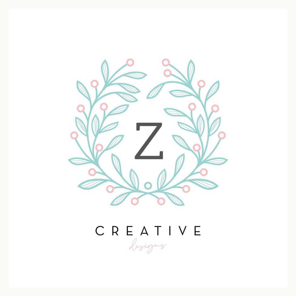 Luxury floral logo letter Z for Beauty Cosmetic business, wedding invitation, boutique and other company vector