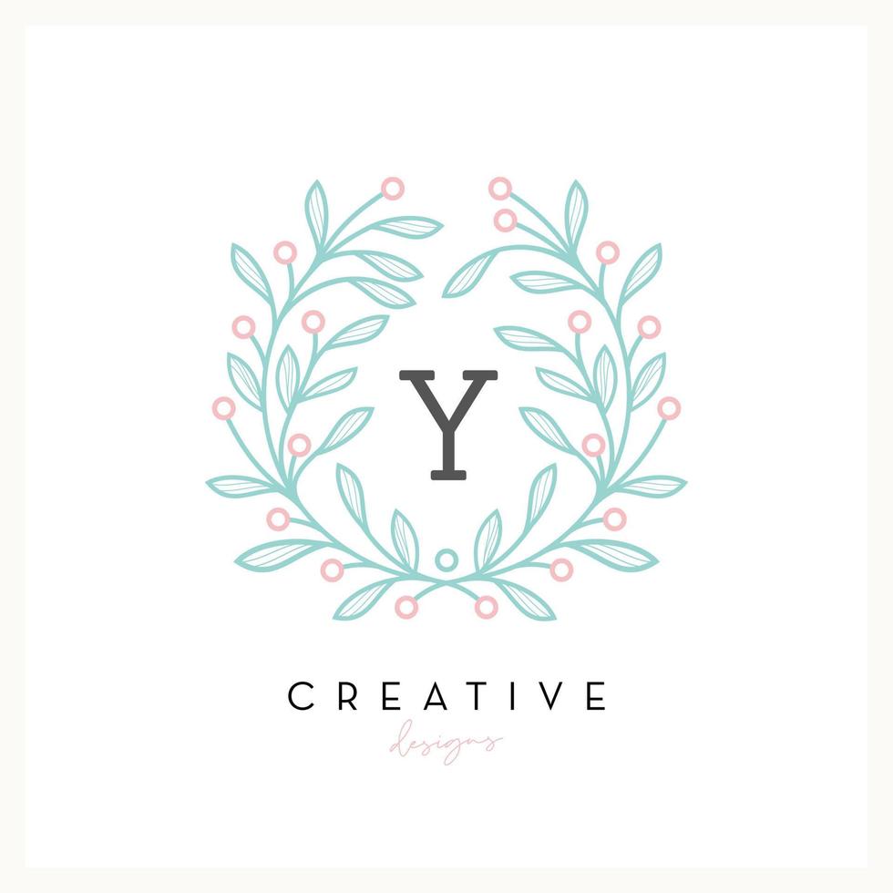 Luxury floral logo letter Y for Beauty Cosmetic business, wedding invitation, boutique and other company vector