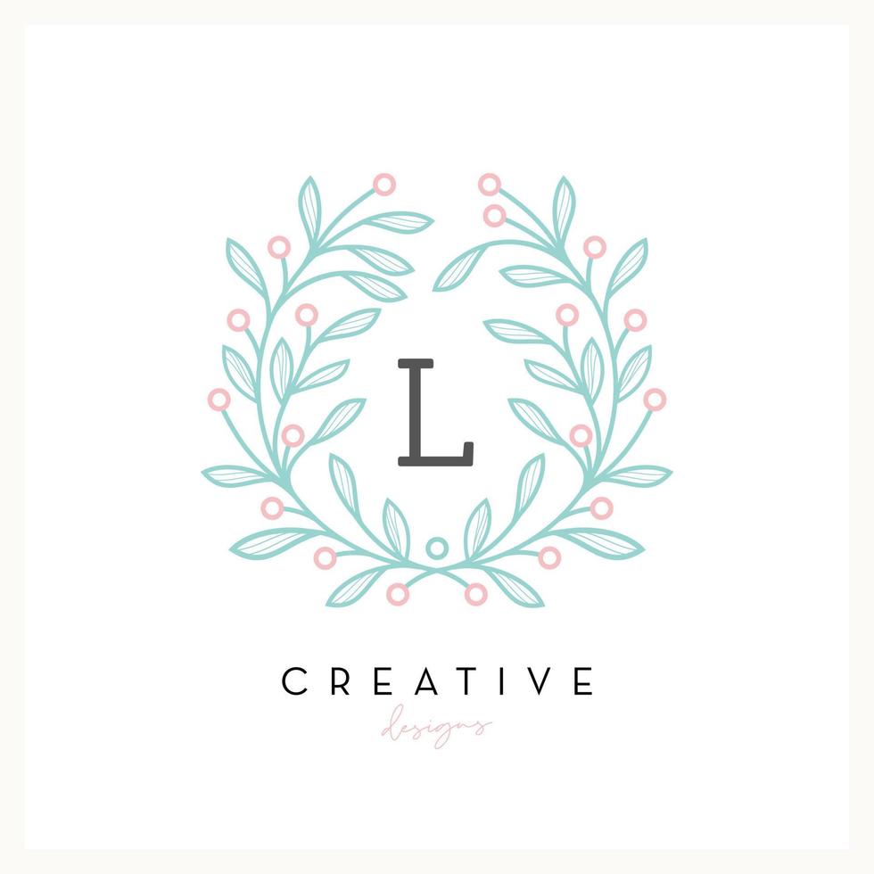 Luxury floral logo letter L for Beauty Cosmetic business, wedding invitation, boutique and other company vector