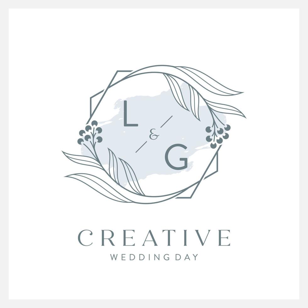 Wedding logo initial L and G with beautiful watercolor vector