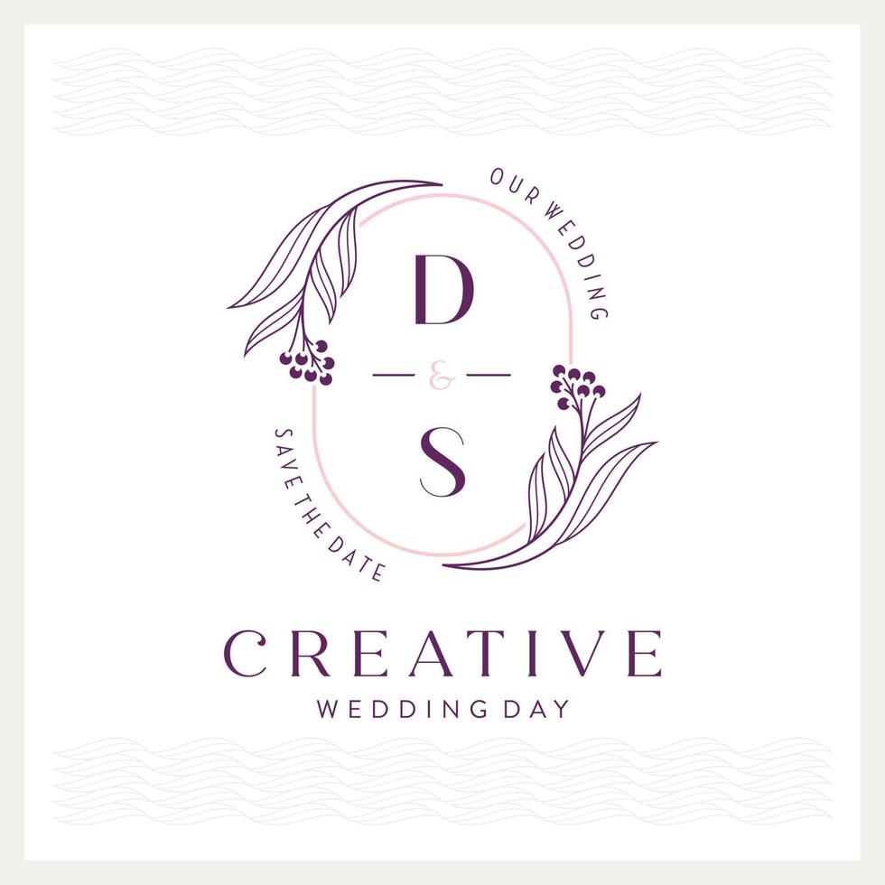 Elegant and eye-catching D and S monogram wedding logo vector