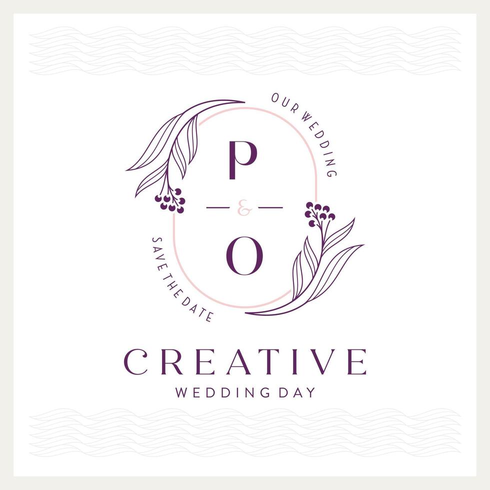 Elegant and eye-catching P and O monogram wedding logo vector