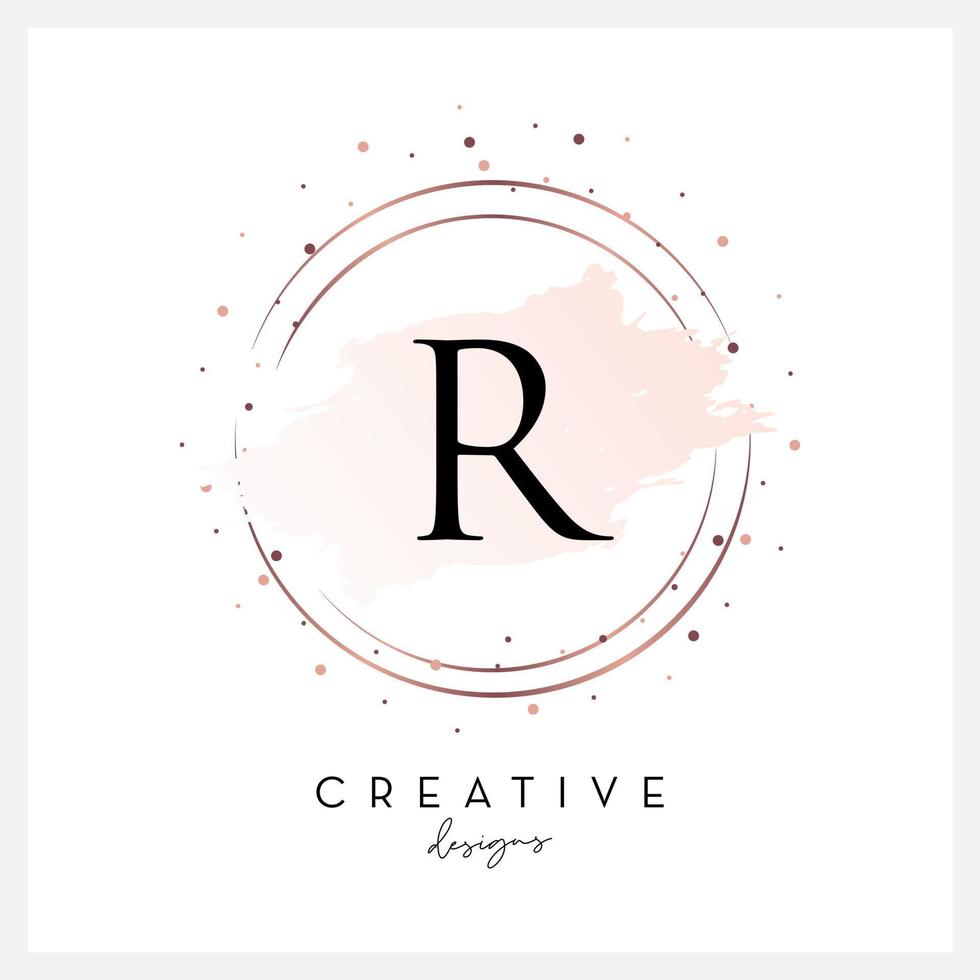 logotipo de acuarela letra r para negocios de cosmética de belleza, invitación de boda y otra empresa vector