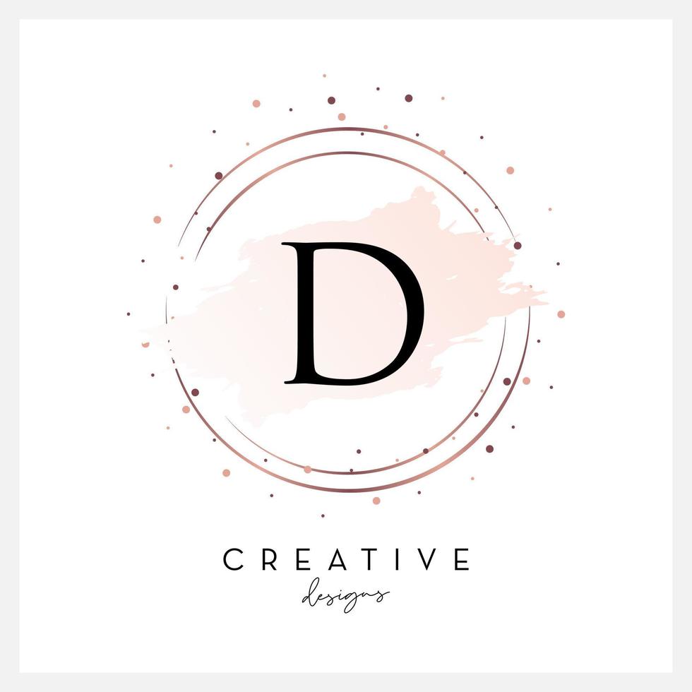 Watercolor logo letter D for Beauty Cosmetic business, wedding invitation, and other company vector