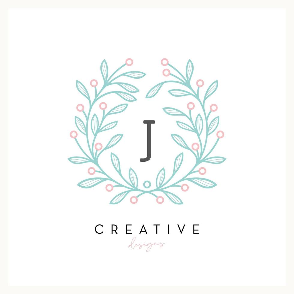 Luxury floral logo letter J for Beauty Cosmetic business, wedding invitation, boutique and other company vector