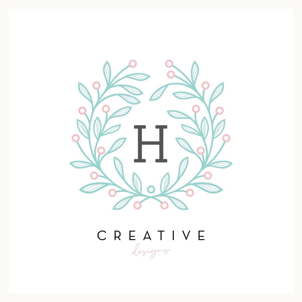 Luxury floral logo letter H for Beauty Cosmetic business, wedding invitation, boutique and other company vector