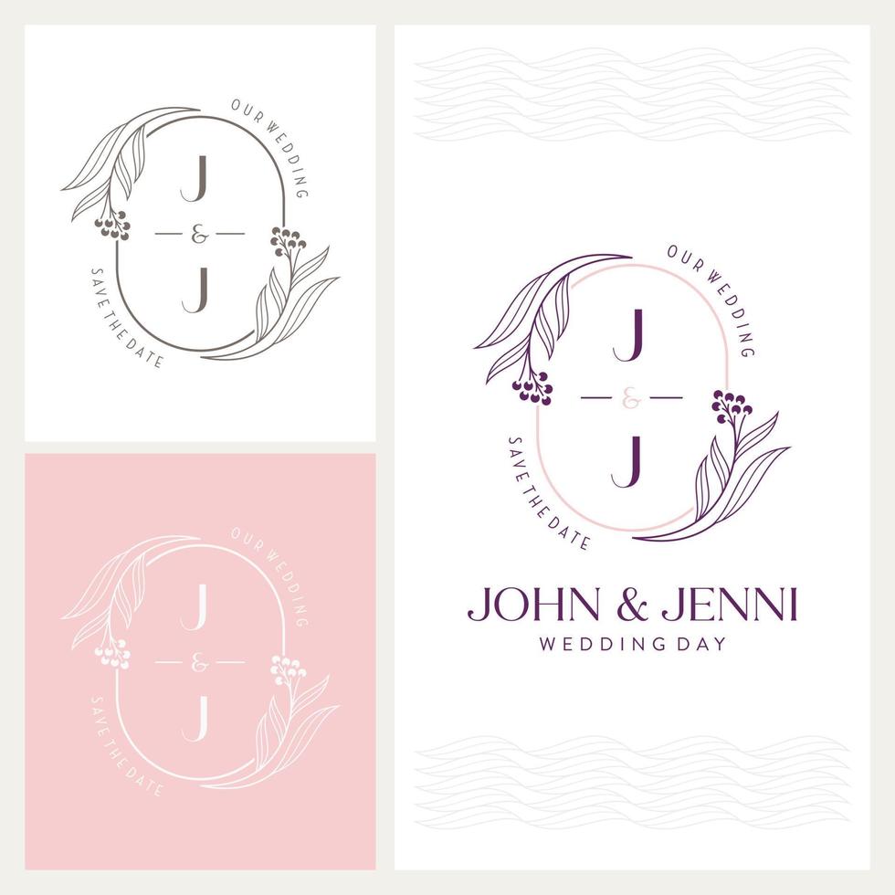 elegante y llamativo logotipo de boda con monograma j y j vector