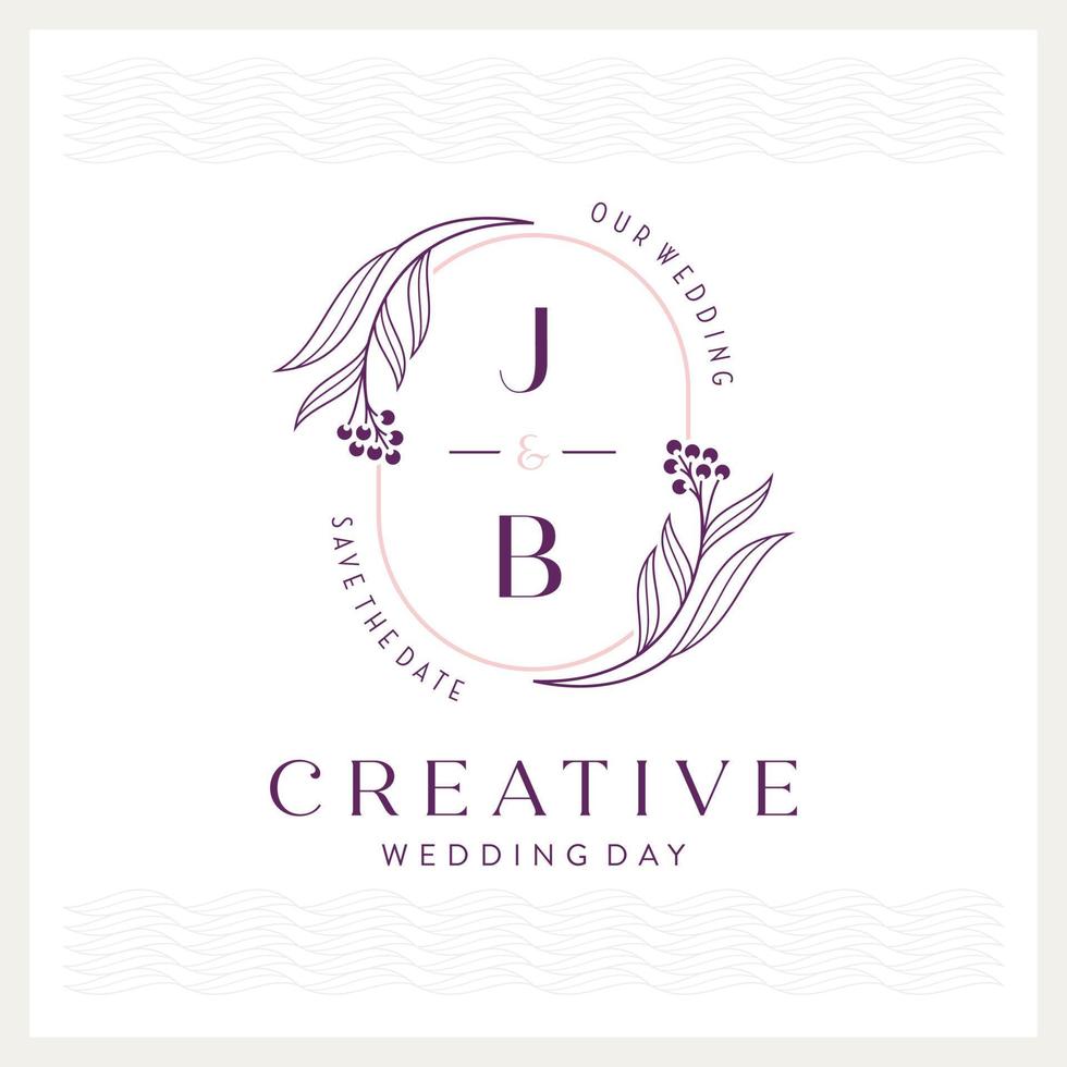 elegante y llamativo logotipo de boda con monograma j y b vector