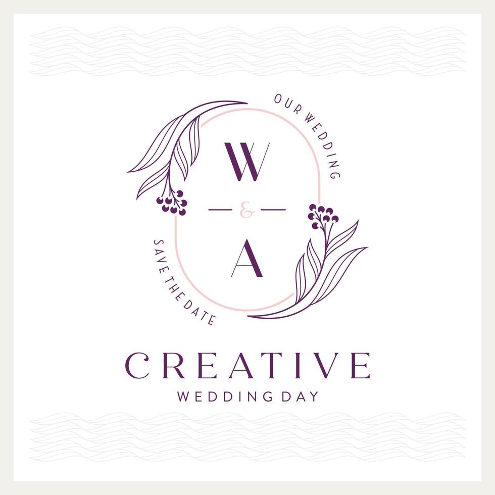 Elegant and eye-catching W and A monogram wedding logo vector